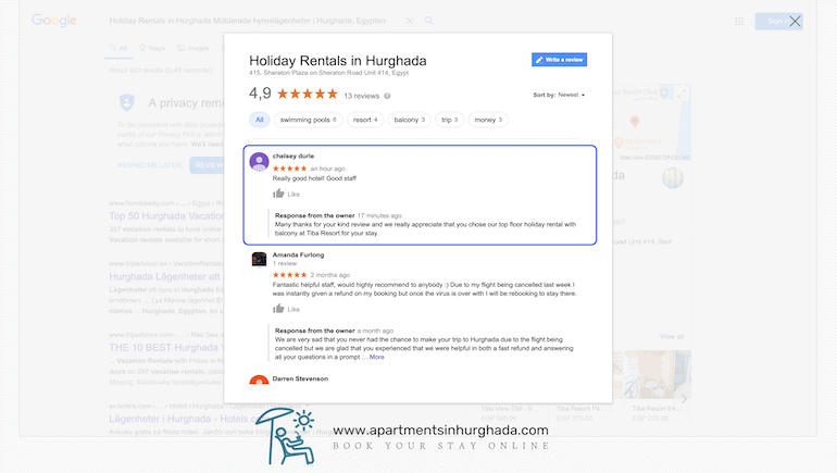 Vacation Rentals in Hurghada With European Standards - Book Them Online - www.apartmentsinhurghada.com