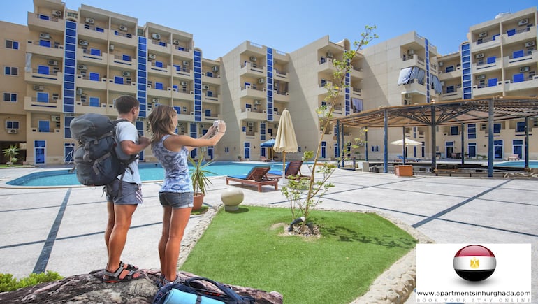 Book Award-Winning Tiba Resort C34 With Balcony & Pool View - Location Without Too Many Tourists - Book Online on www.apartmentsinhurghada.com -