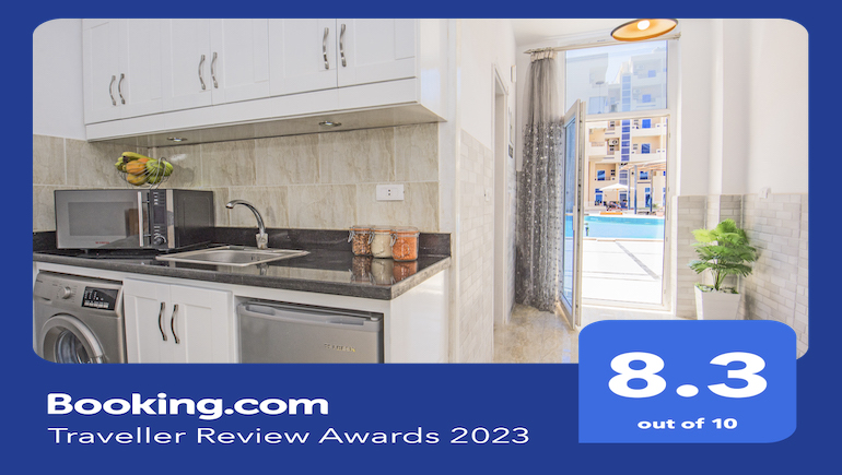 2023 Traveller Review Award From Booking.com - Holiday Rental in Hurghada Close To El Gouna - Book on www.apartmentsinhurghada.com -