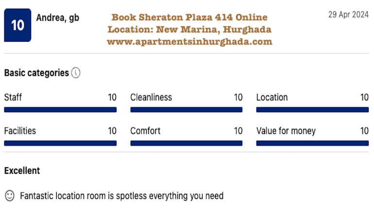 Spotless With Everything Needed - Book Sheraton Plaza 414 in Central Hurghada Online - Free Fast WIFI - www.apartmentsinhurghada.com -