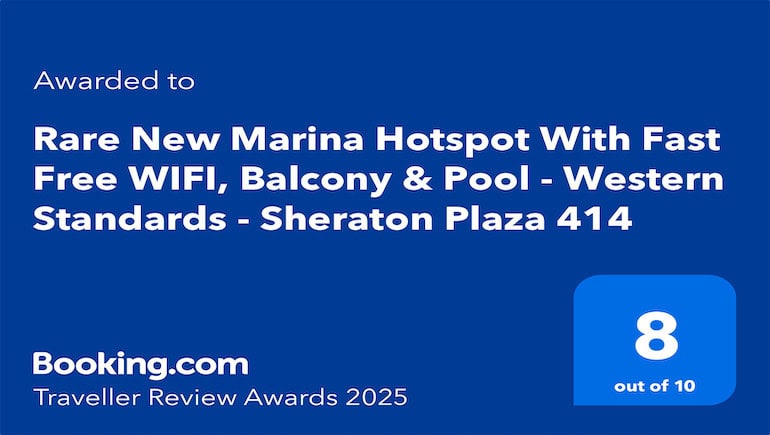 Booking.com Traveller Review Award 2025 - Sheraton Plaza 414 - Book on www.apartmentsinhurghada.com  -